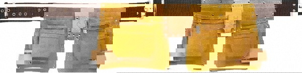 Tool Pouch: 10 Pockets, Leather, Brown